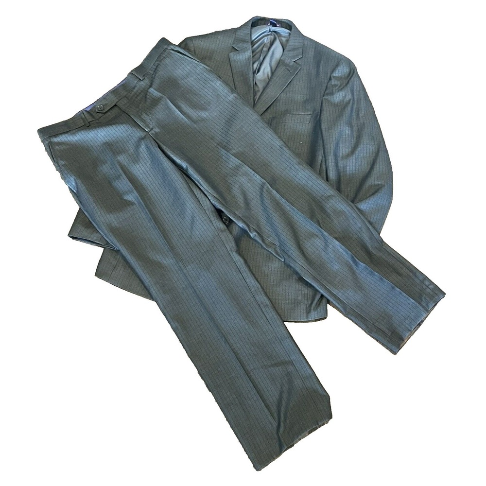 Savile Row Men's Pinstripe 2 Button Gray Suit Size‎ 44 Long 36 x 30